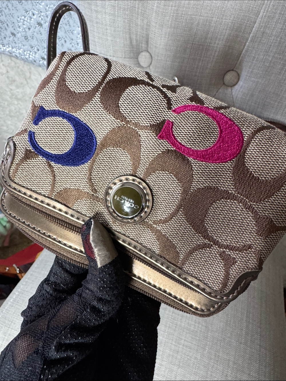 Coach Khaki Signature Crossbody with Multicolor 'C' Accents - Picture 10 of 13